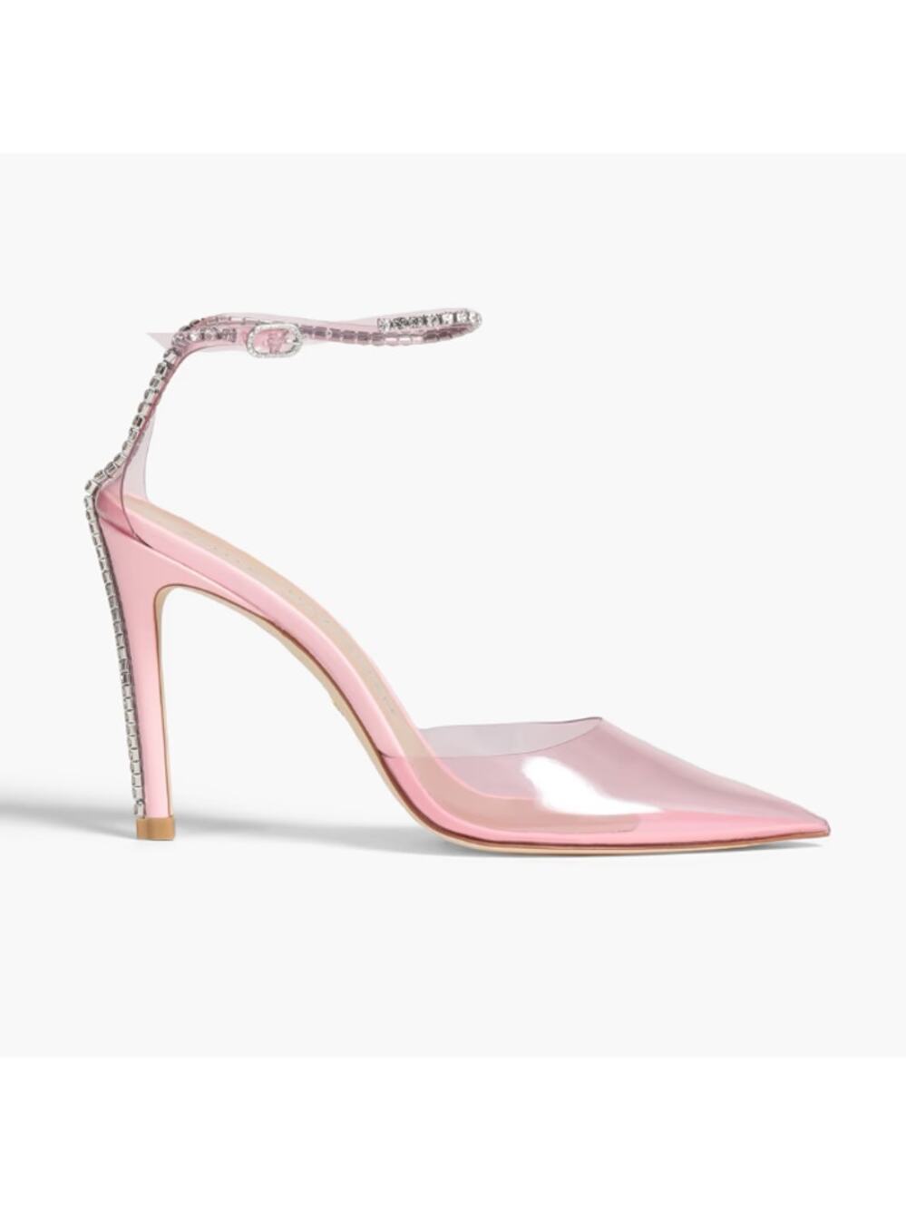 Stuart Weitzman Glam 100 Pink Crystal-embellished PVC Pumps Heels US 8